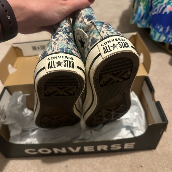 Converse All Star Blue and White Patterned Sneakers - Picture 3 of 5